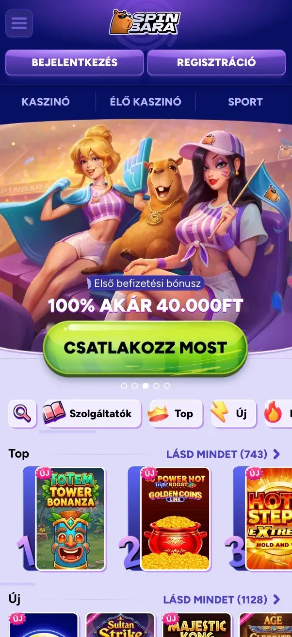 Mobiljáték a Spinbara kaszinóban